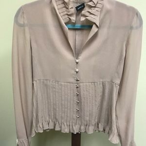 Akris Taupe Pleated Blouse 34